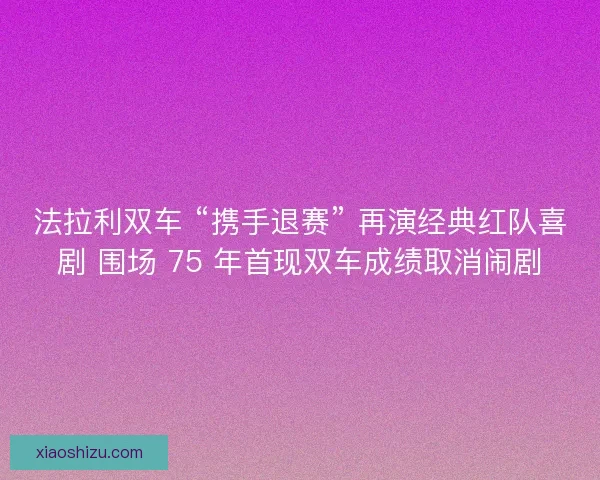 法拉利双车 “携手退赛” 再演经典红队喜剧 围场 75 年首现双车成绩取消闹剧