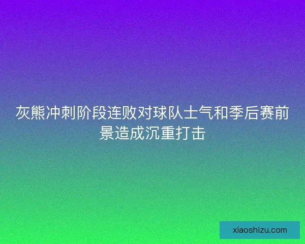 灰熊冲刺阶段连败对球队士气和季后赛前景造成沉重打击